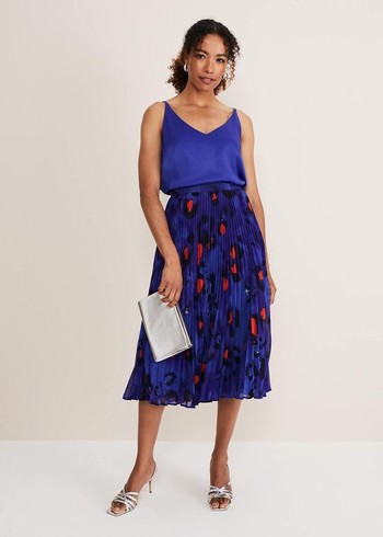 Phase Eight Clarisse Print Skirts Deep Blue/Multicolor Australia | CD1279350